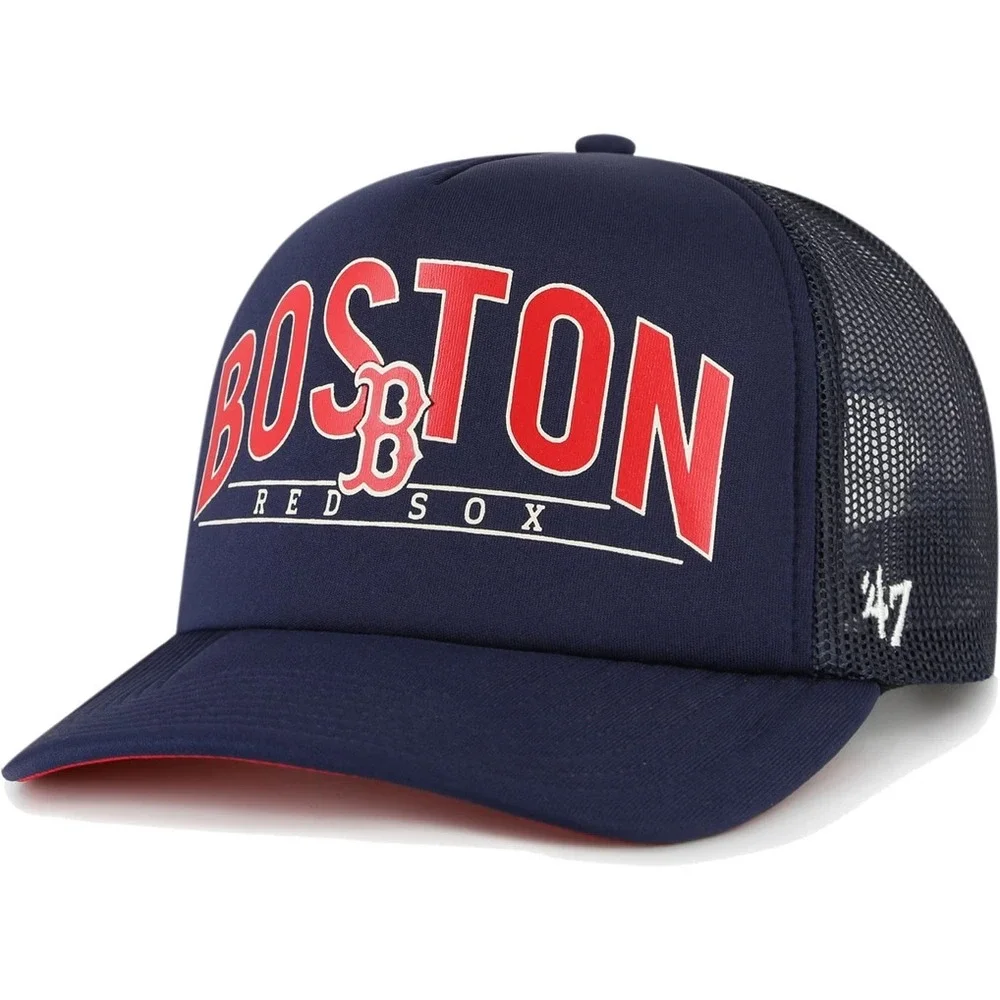 Boston Red Sox  '47 Brand Navy Foam Backhaul A-Frame Mesh Trucker Snapback Hat